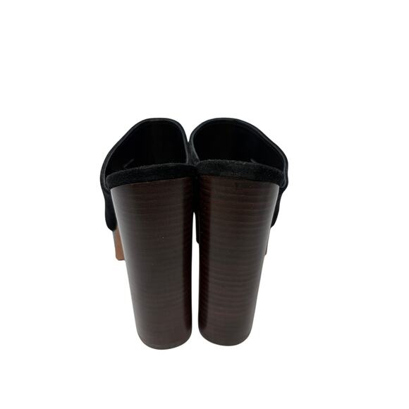 Veronica Beard Maren Platform Suede Mules Womens Size 7.5 Black Stacked Heel - Picture 4 of 7